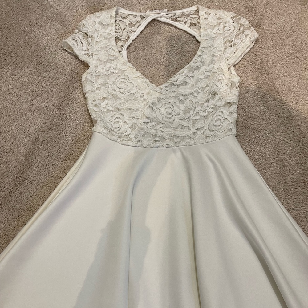 White dress with Lacey top and keyhole back